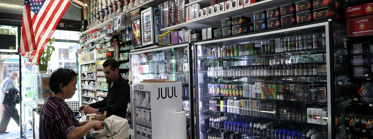 Interior of a vape and smoke shop of the kind found across Newport News